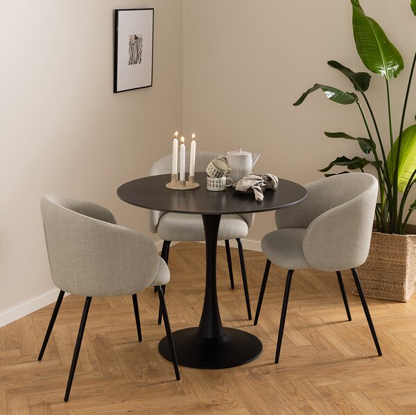 MAZZONI EXPORT CLARA Bézs (Basel 24 szövet)/fekete lábak - MODERN KÁRPITOZOTT KAGYLÓSZÉK LOFT STÍLUSÚ NAPPALIBA/ÉTKEZŐBE/IRODÁBA