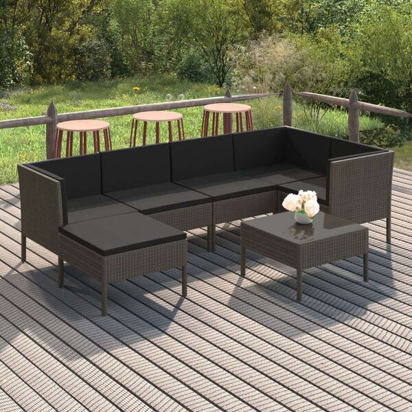 Polyrattan Kerti Ülőgarnitúra - 7 részes - Szürke