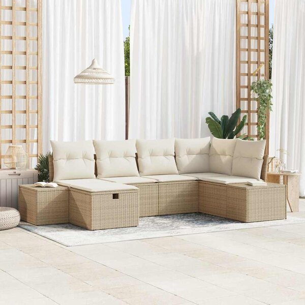 Kanapé Szett párnával 6 pcs polirattan