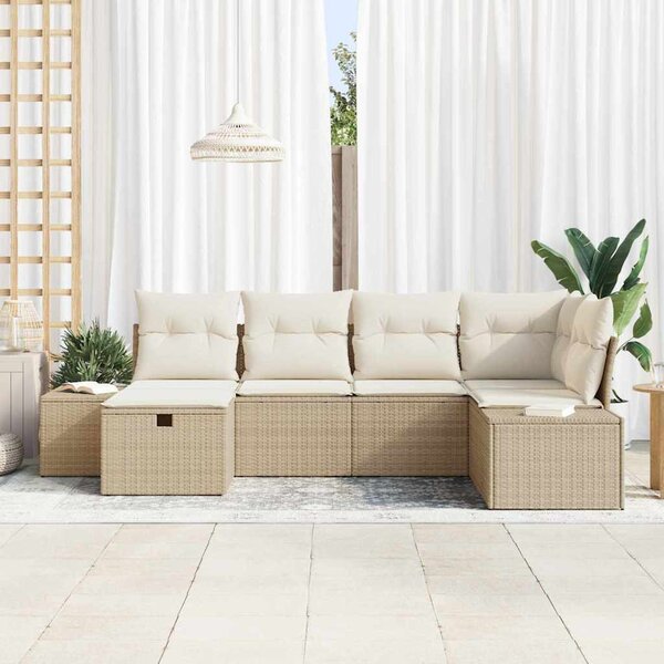 Kanapé Szett párnával 6 pcs polirattan