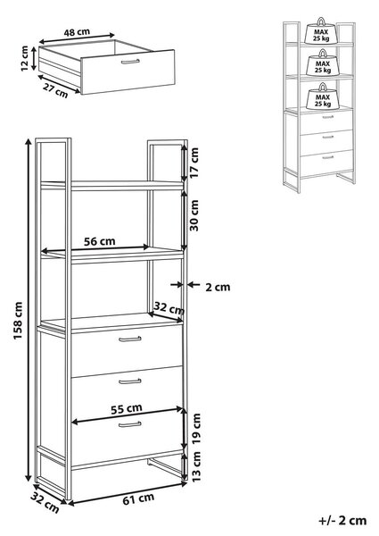 Polcrendszer TIFTON 158 cm Sötétbarna