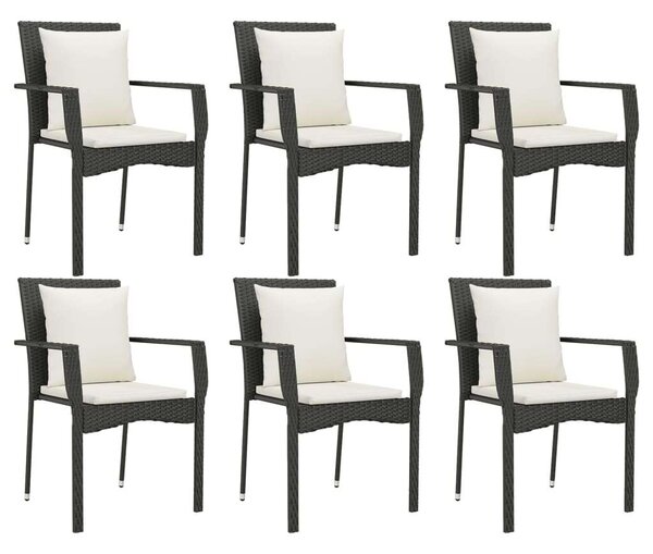 Polyrattan Kerti Étkezőgarnitúra - 7 részes - Fekete