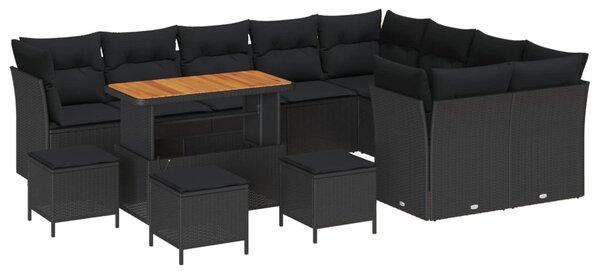 Kerti Kanapé Szett párnával tárolóval 13 pcs Fekete