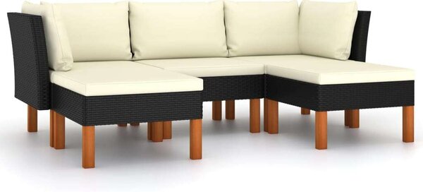 VidaXL 5 részes Polyrattan Kerti Ülőgarnitúra - Fekete