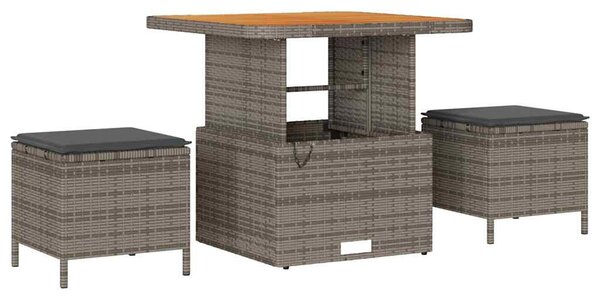 Kerti Kanapé Szett párnával 9 pcs Szürke Poli rattan