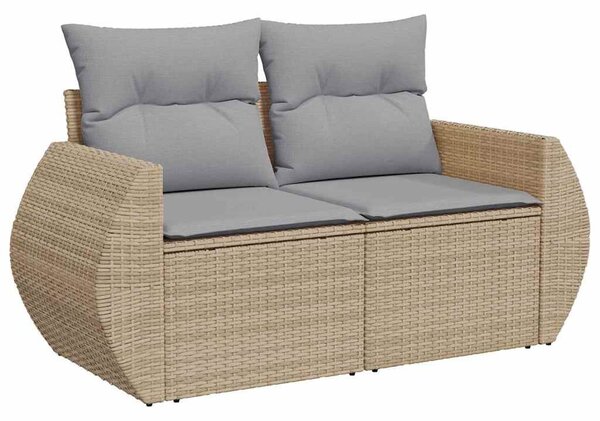 Kerti Kanapé Szett 12 pcs Beige és Világosszürke Poly Rattan