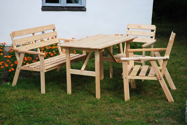 ROJAPLAST Nordic Fenyőfa Kerti Bútor Garnitúra - 110 cm