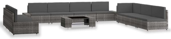 VidaXL 10 részes szürke polyrattan kerti ülőgarnitúra