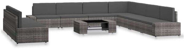 VidaXL 10 részes szürke polyrattan kerti ülőgarnitúra