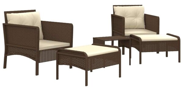 VidaXL Polyrattan Kerti Ülőgarnitúra - 5 részes - Barna