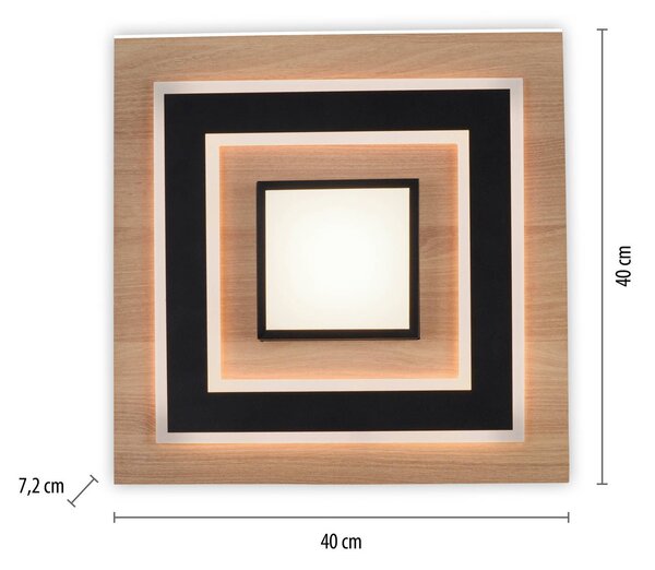 JUST LIGHT. GmbH LED mennyezeti lámpa Tola, szögletes, 2-lámpás, fa, 3000 K, Világos fa, Nappali / Étkező, Fa, Modern