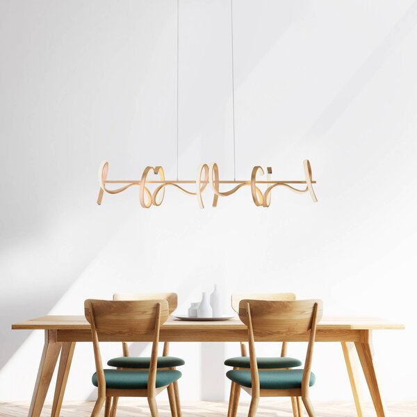 JUST LIGHT. GmbH LED függőlámpa Curls, sárgaréz, fém, 99 cm hosszú, fényerőszabályzóval, dimmelhető, Bronz / antik sárgaréz, Nappali / Étkező, Alumínium, Modern