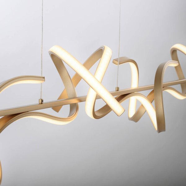 JUST LIGHT. GmbH LED függőlámpa Curls, sárgaréz, fém, 99 cm hosszú, fényerőszabályzóval, dimmelhető, Bronz / antik sárgaréz, Nappali / Étkező, Alumínium, Modern