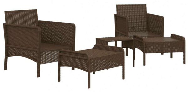 VidaXL Polyrattan Kerti Ülőgarnitúra - 5 részes - Barna