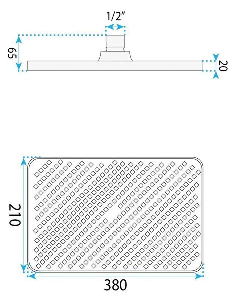 Rea Rea, téglalap alakú esőztető zuhanyfej 380x210 mm, JS-032, szálcsiszolt acél, REA-P0394