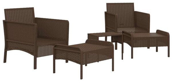 VidaXL Polyrattan Kerti Ülőgarnitúra - 5 részes - Barna