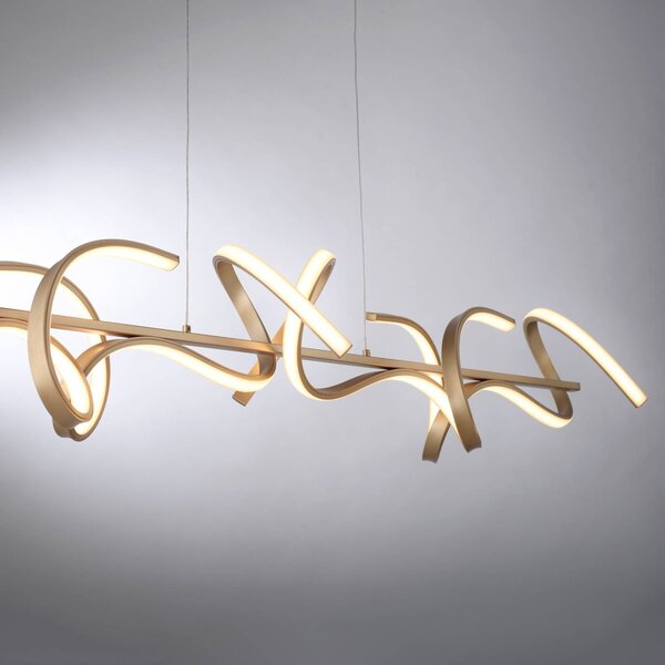 JUST LIGHT. GmbH LED függőlámpa Curls, sárgaréz, fém, 99 cm hosszú, fényerőszabályzóval, dimmelhető, Bronz / antik sárgaréz, Nappali / Étkező, Alumínium, Modern