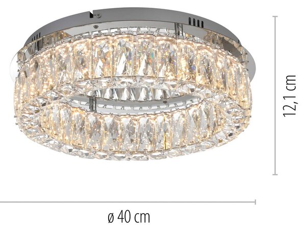JUST LIGHT. GmbH Kulunka LED mennyezeti lámpa, vas, kristályüveg, dimmelhető, Króm / ezüst, Nappali / Étkező, fém