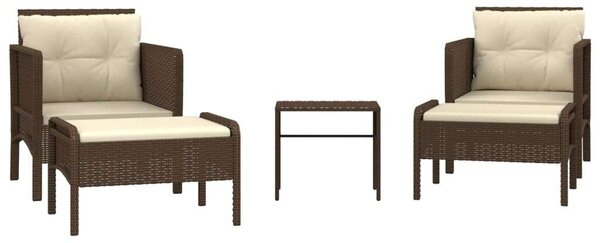 VidaXL Polyrattan Kerti Ülőgarnitúra - 5 részes - Barna