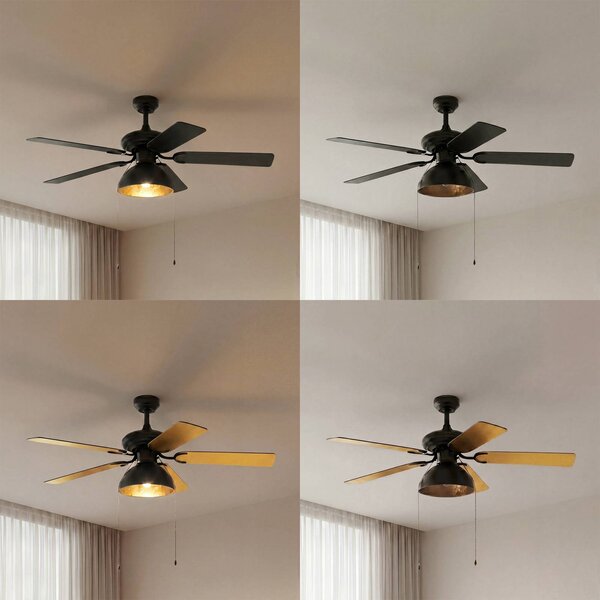 Lucande Shamoian mennyezeti ventilátor világítással, csendes, Ø 130 cm, Fekete, Nappali / Étkező, fém, Vintage