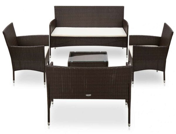 VidaXL Polyrattan Kerti Bútorszett - 5 részes