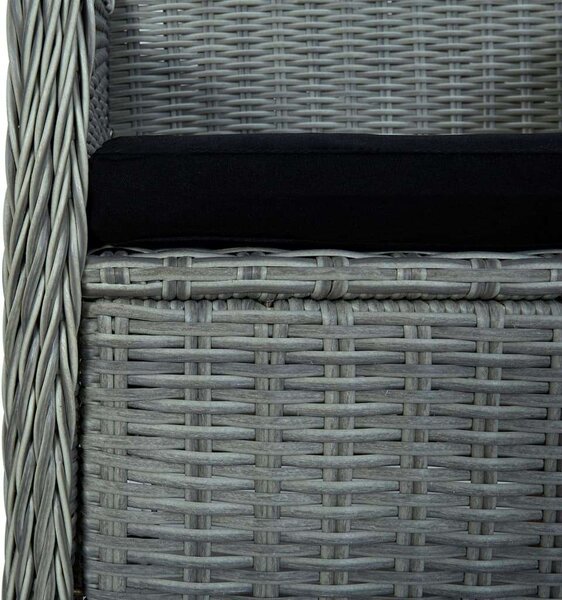 Polyrattan Kültéri Étkezőgarnitúra - 7 részes - Világosszürke