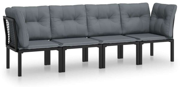 VidaXL Polyrattan Kerti Ülőgarnitúra - 4 részes - Fekete-Szürke