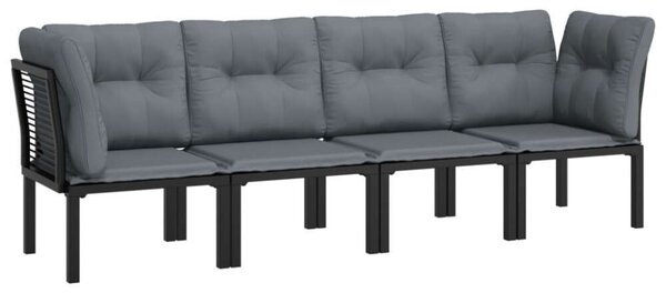 VidaXL Polyrattan Kerti Ülőgarnitúra - 4 részes - Fekete-Szürke