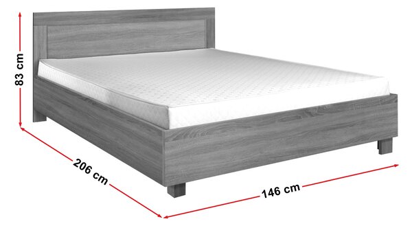 Franciaágy 140 cm Camber C23 (sonoma tölgy) (ágyráccsal)