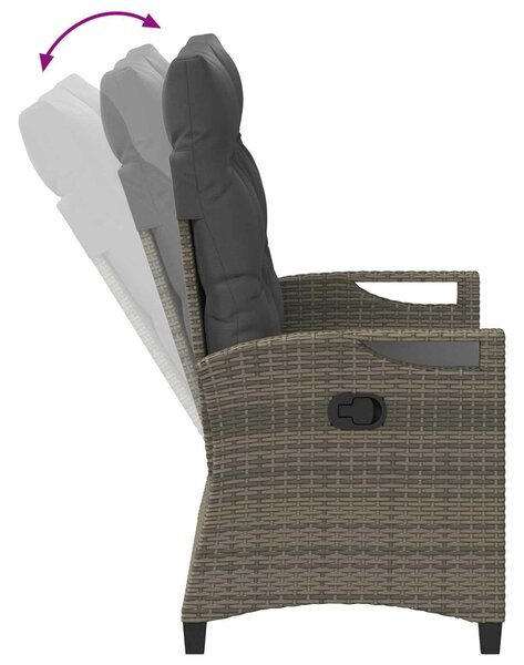 VidaXL Kerti pad párnával Szürke és sötétszürke 105 x 60 x 112 cm
