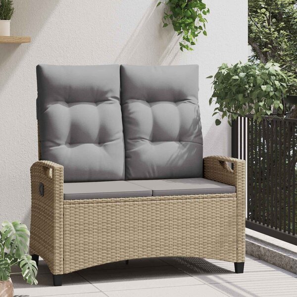 VidaXL Kerti pad párnával Beige és Világosszürke 105 x 60 x 112 cm