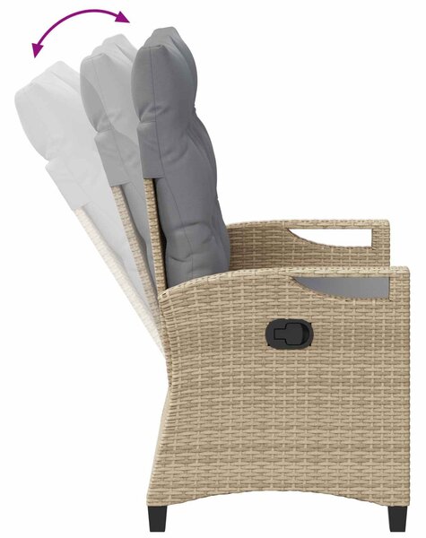 VidaXL Kerti pad párnával Beige és Világosszürke 105 x 60 x 112 cm