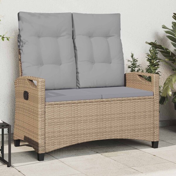 VidaXL Kerti pad párnával Beige és Világosszürke 105 x 60 x 112 cm