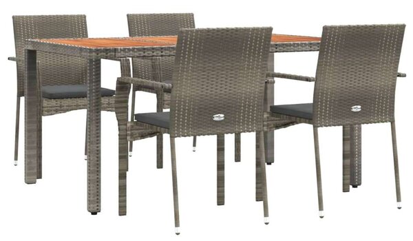 Polyrattan Kerti Étkezőgarnitúra - 5 részes - Szürke