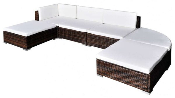 Polyrattan Kerti Ülőgarnitúra - Barna - 6 részes