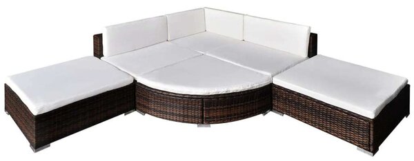 Polyrattan Kerti Ülőgarnitúra - Barna - 6 részes