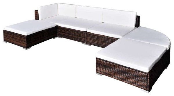 Polyrattan Kerti Ülőgarnitúra - Barna - 6 részes