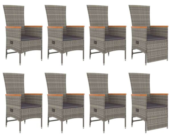 VidaXL Polyrattan Kerti Étkezőgarnitúra - 9 részes, Szürke