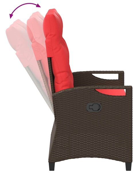 VidaXL Kerti pad Barna és Piros 105 x 60 x 112 cm Acél és poliészter