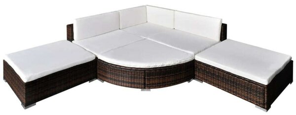 Polyrattan Kerti Ülőgarnitúra - Barna - 6 részes