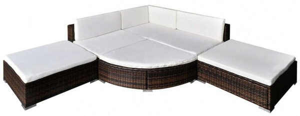 Polyrattan Kerti Ülőgarnitúra - Barna - 6 részes