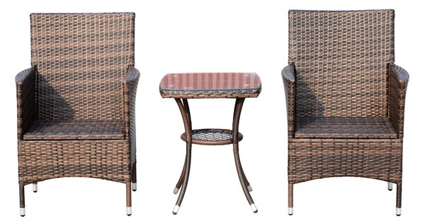 Outsunny Kerti szék szett dohányzóasztallal, rattan, barna