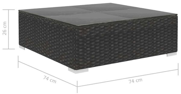 Polyrattan Kerti Bútorszett - 12 részes - Fekete