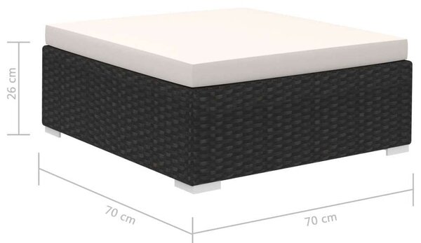 Polyrattan Kerti Bútorszett - 12 részes - Fekete
