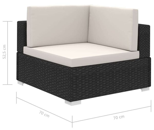 Polyrattan Kerti Bútorszett - 12 részes - Fekete