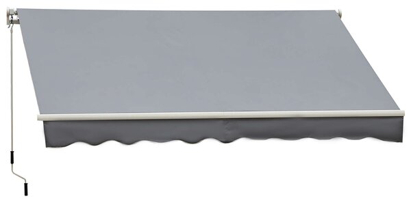 Kézi működtetésű, lehúzható napellenző, árnéykoló, Outsunny, poliészter/fém/alumínium, 395x245 cm, szürke