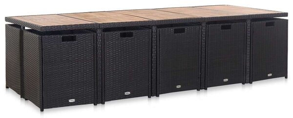 VidaXL Polyrattan Kültéri Étkezőgarnitúra - 15 részes