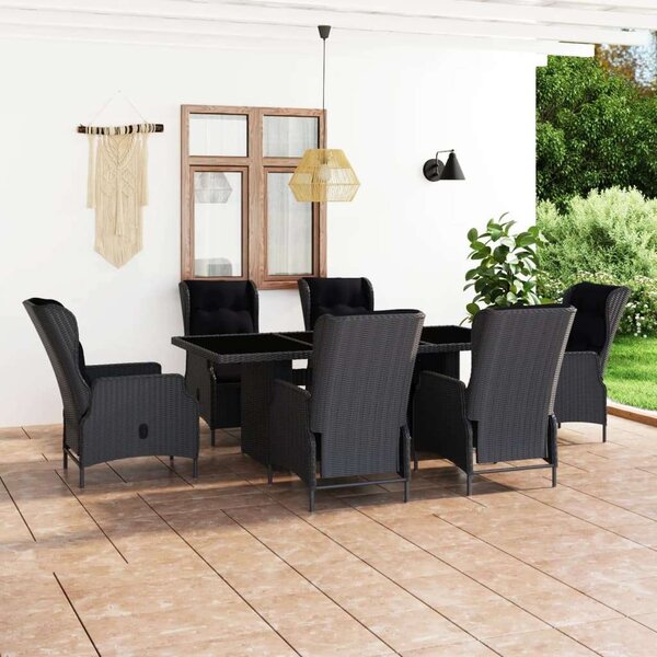 VidaXL Kültéri Étkezőgarnitúra - 7 részes - Polyrattan - Sötétszürke