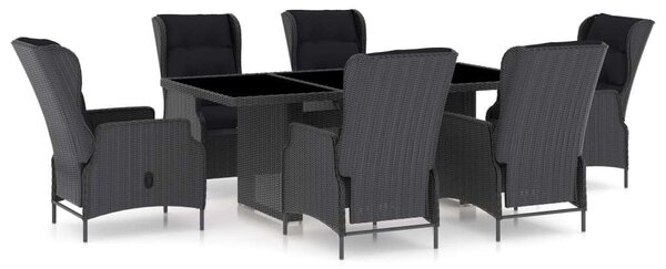 VidaXL Kültéri Étkezőgarnitúra - 7 részes - Polyrattan - Sötétszürke