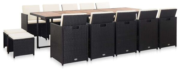 VidaXL Polyrattan Kültéri Étkezőgarnitúra - 15 részes